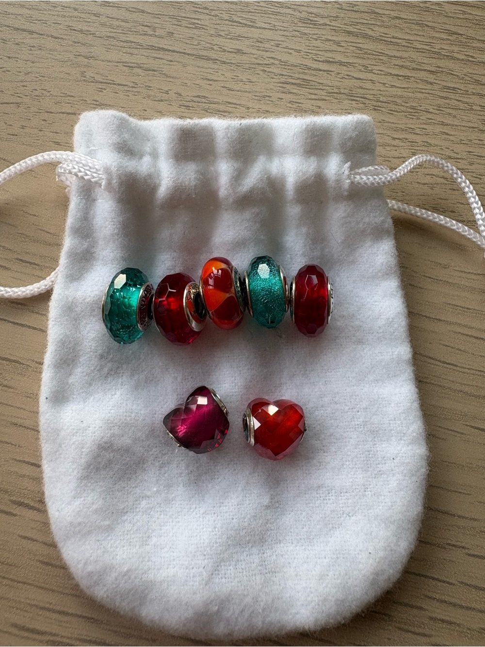 Pandora X7 Glass Bead Charms -  Blue, Red, and Fuschia